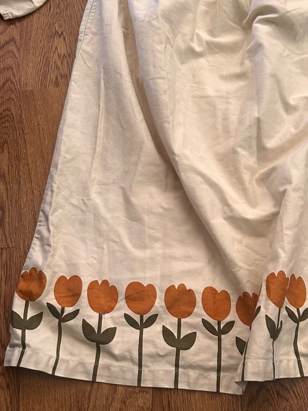 Lucy & Yak Cream Maxi Dress Orange Tulip Hem size 18 NWT organic cotton - Picture 3 of 8